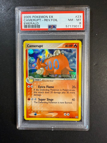 PSA 8 Camerupt - 23/106 “Stamped” Reverse Holo - EX Emerald