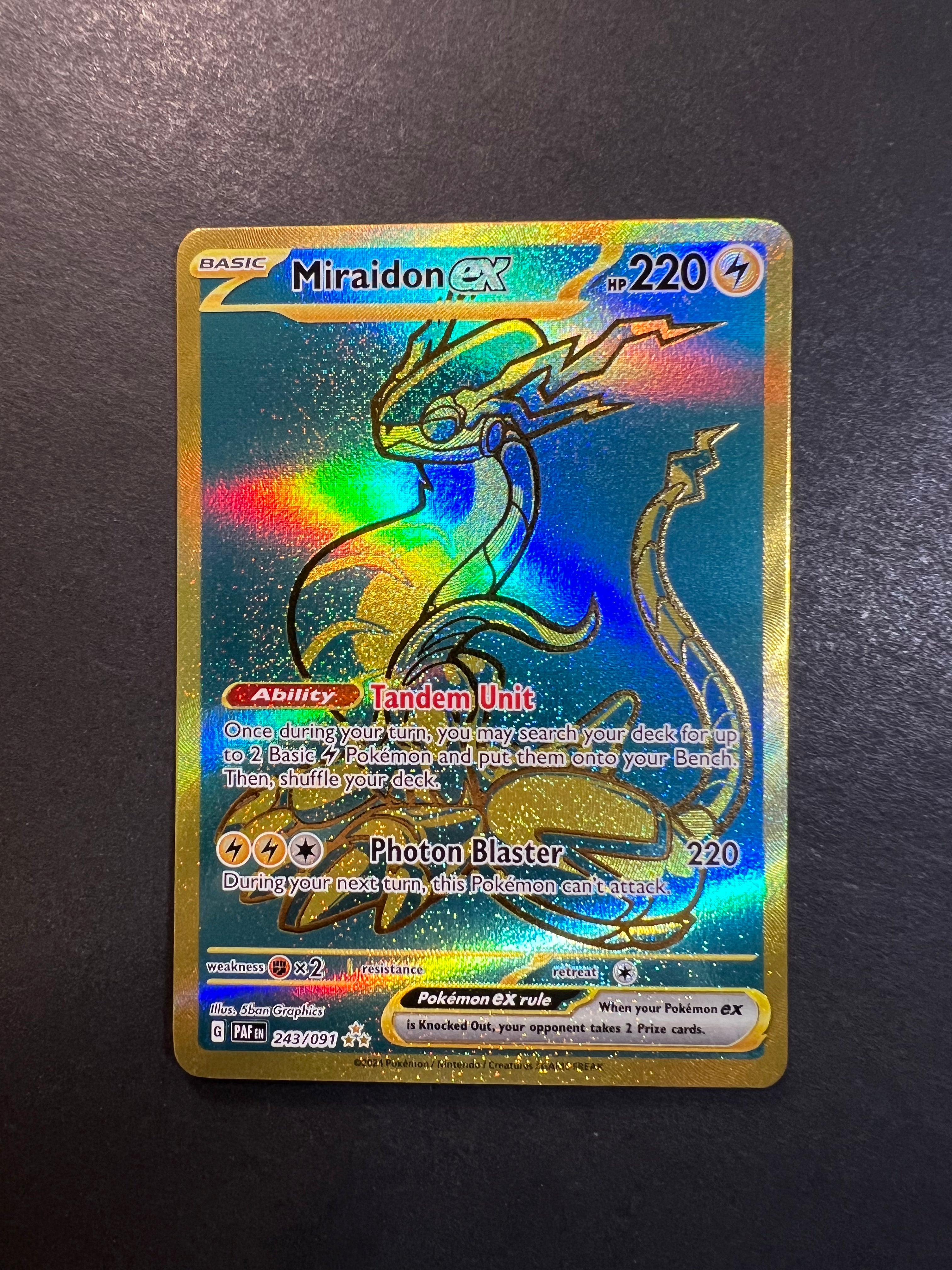 Miraidon ex - 243/091 Gold Full Art Secret Rare - Paldean Fates JAB Games13 Miraidon ex - 243/091 Gold Full Art Secret Rare - Paldean Fates JAB Games13