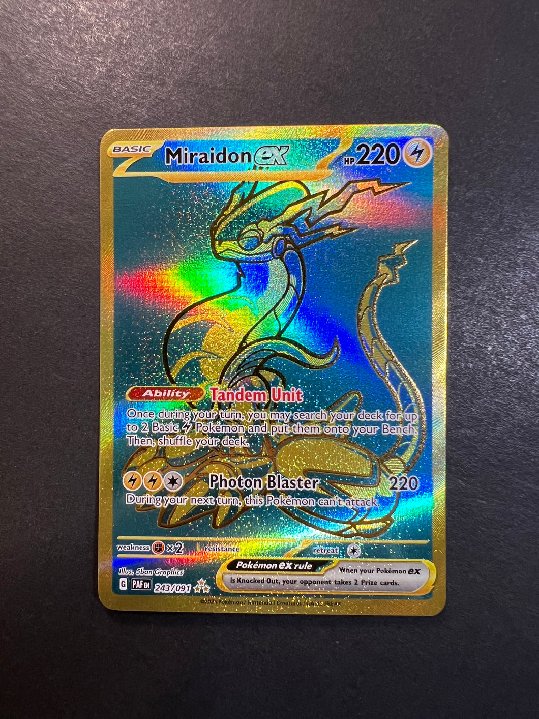 Miraidon ex - 243/091 Gold Full Art Secret Rare - Paldean Fates JAB Games13 Miraidon ex - 243/091 Gold Full Art Secret Rare - Paldean Fates JAB Games13