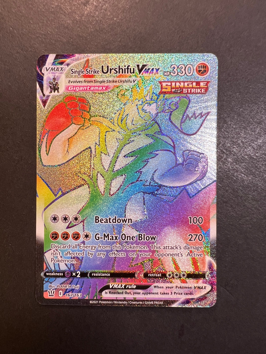 Single Strike Urshifu VMax - 167/163 Hyper Secret Rainbow Rare - Battl JAB Games13 Single Strike Urshifu VMax - 167/163 Hyper Secret Rainbow Rare - Battl JAB Games13