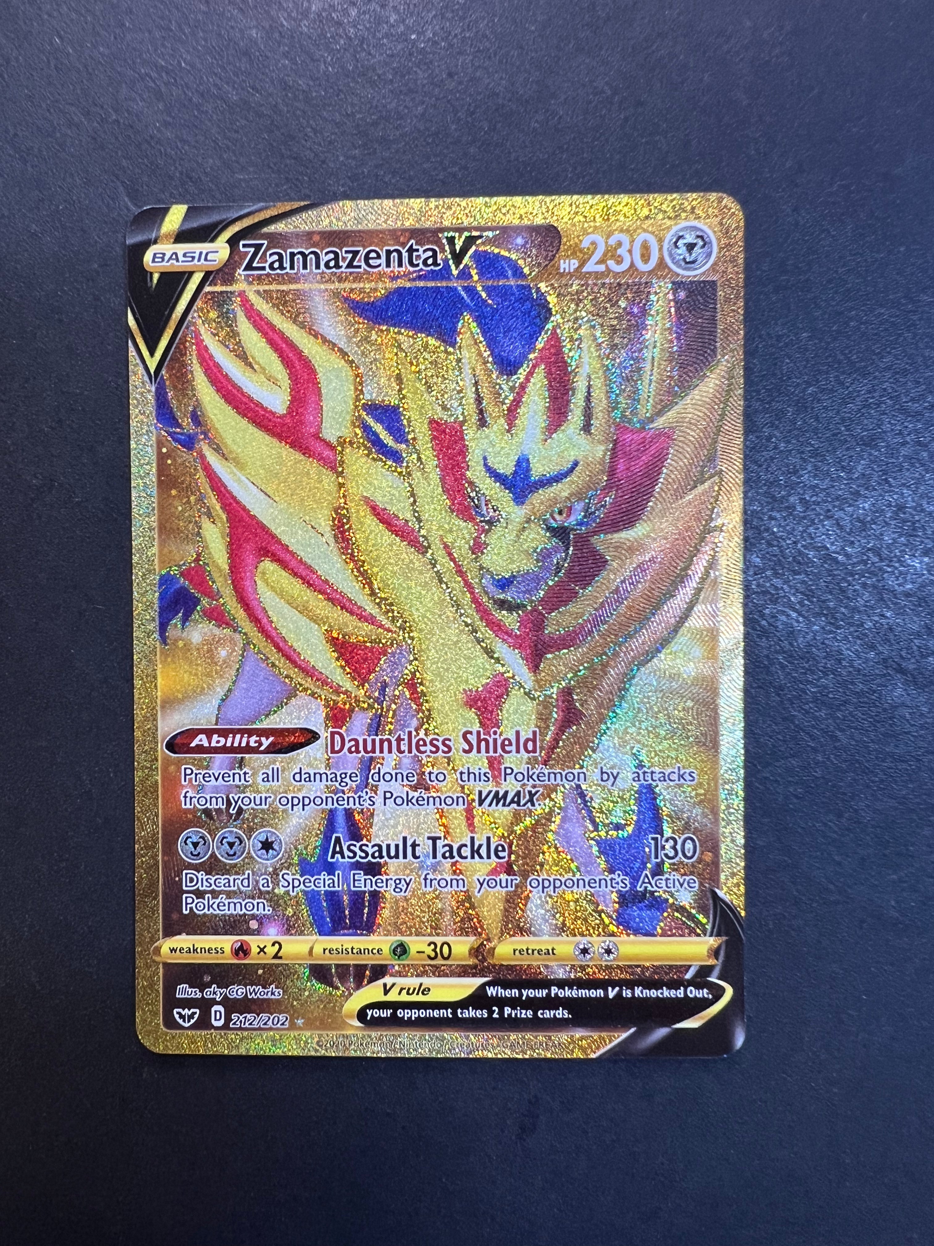 Zamazenta V - 212/202 Gold Full Art Secret Rare