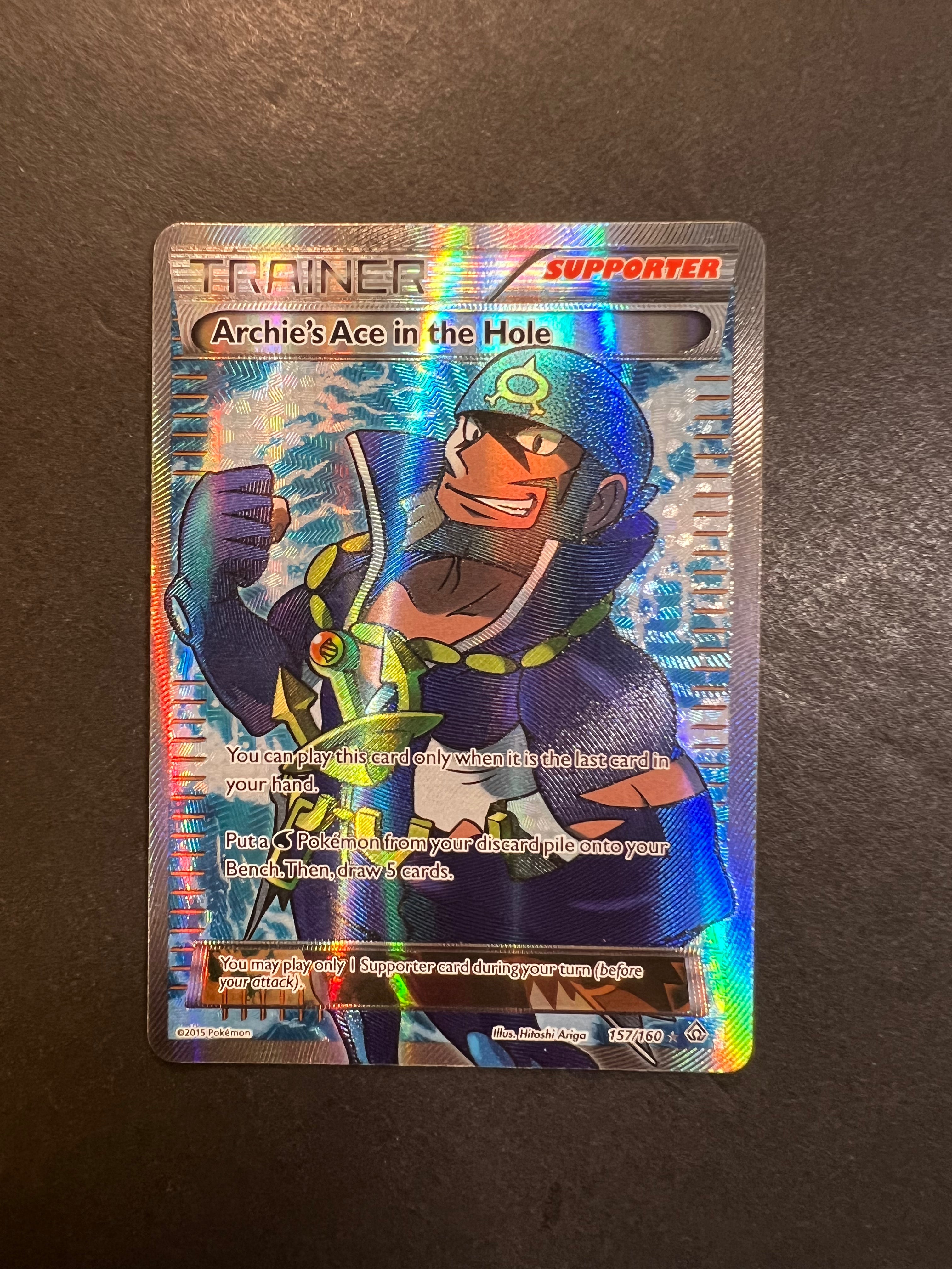 archies pokemon card Archie’s Ace in the Hole - 157/160 Full Art Ultra Rare Trainer