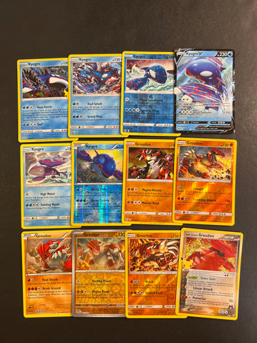 Pokemon Kyogre & Groudon Card Lot - 12 Cards - Ultra Rare V, Holo Rare and Reverse Holos!