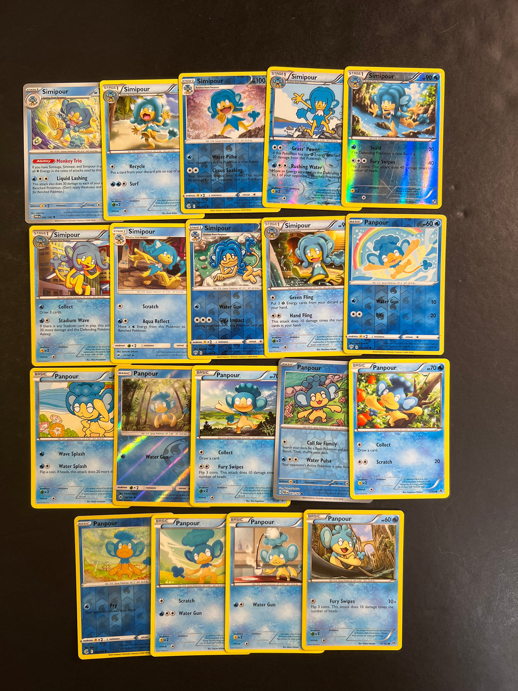 simipour pokemon card Pokemon Panpour and Simipour Card Lot - 19 Cards