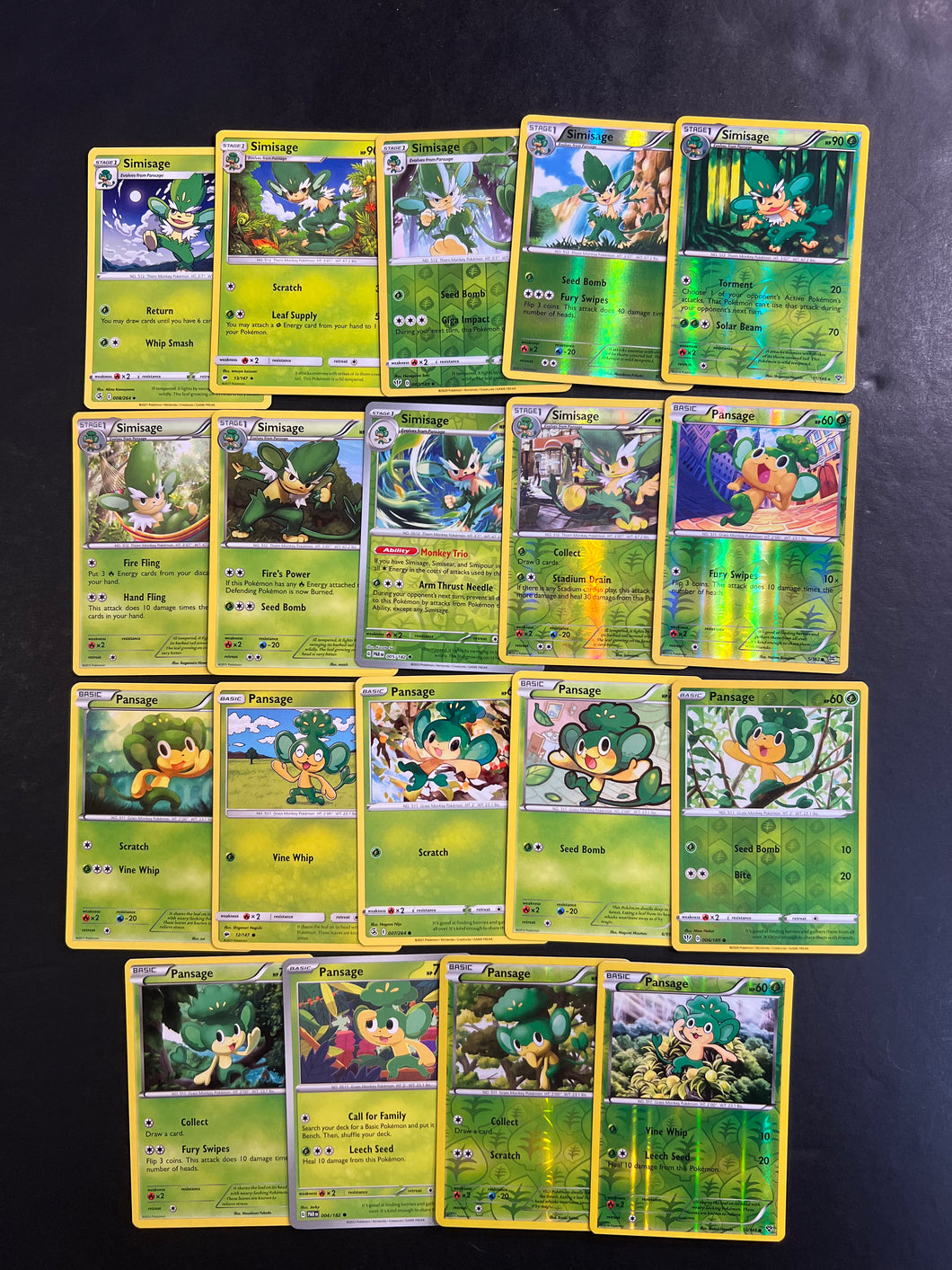 Pokemon Pansage and Simisage Card Lot - 19 Cards - Reverse Holo & Rare JAB Games13 Pokemon Pansage and Simisage Card Lot - 19 Cards - Reverse Holo & Rare JAB Games13