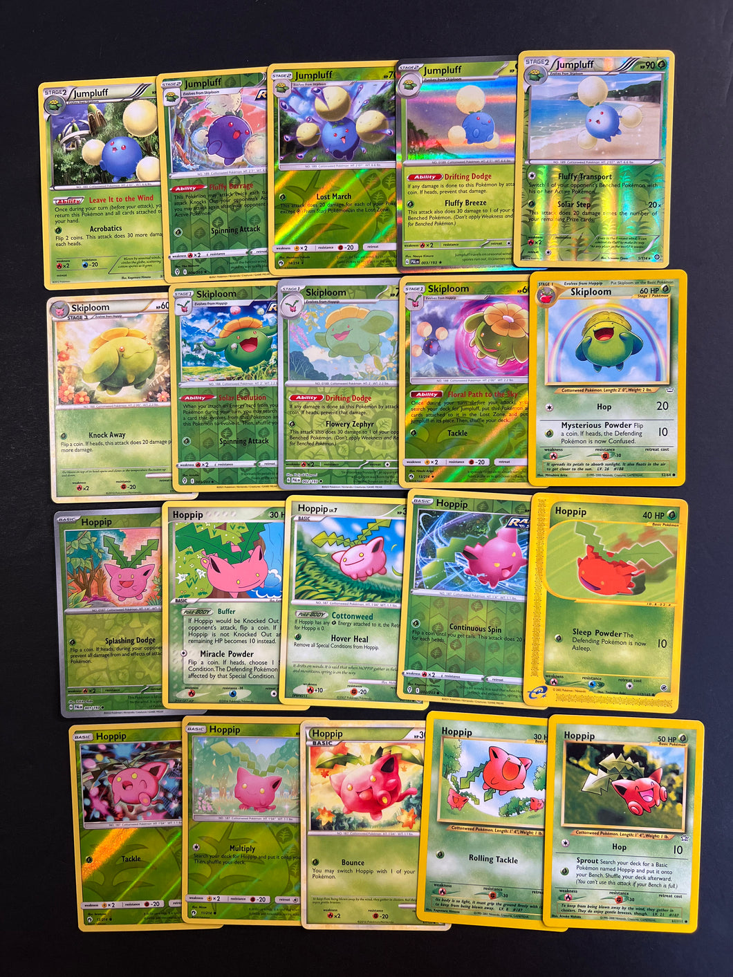 hoppip pokemon card Pokemon Hoppip, Skiploom and Jumpluff Card Lot - 20 Cards