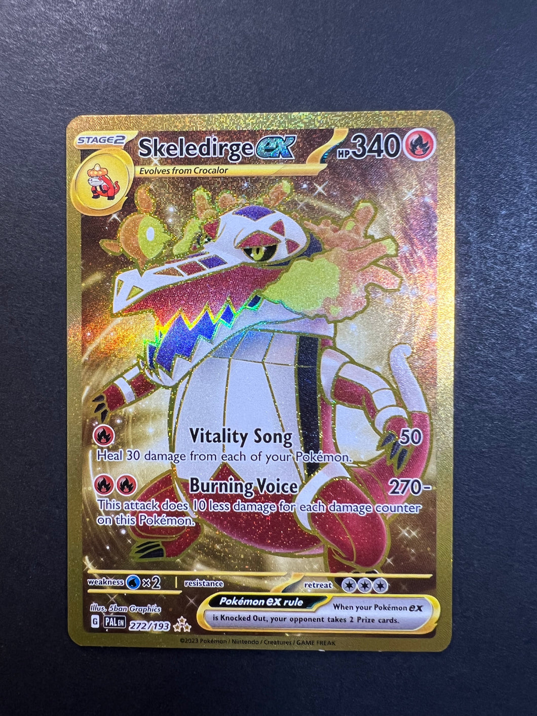 Skeledirge ex - 272/193 Gold Full Art Secret Rare - Paldea Evolved JAB Games13 Skeledirge ex - 272/193 Gold Full Art Secret Rare - Paldea Evolved JAB Games13