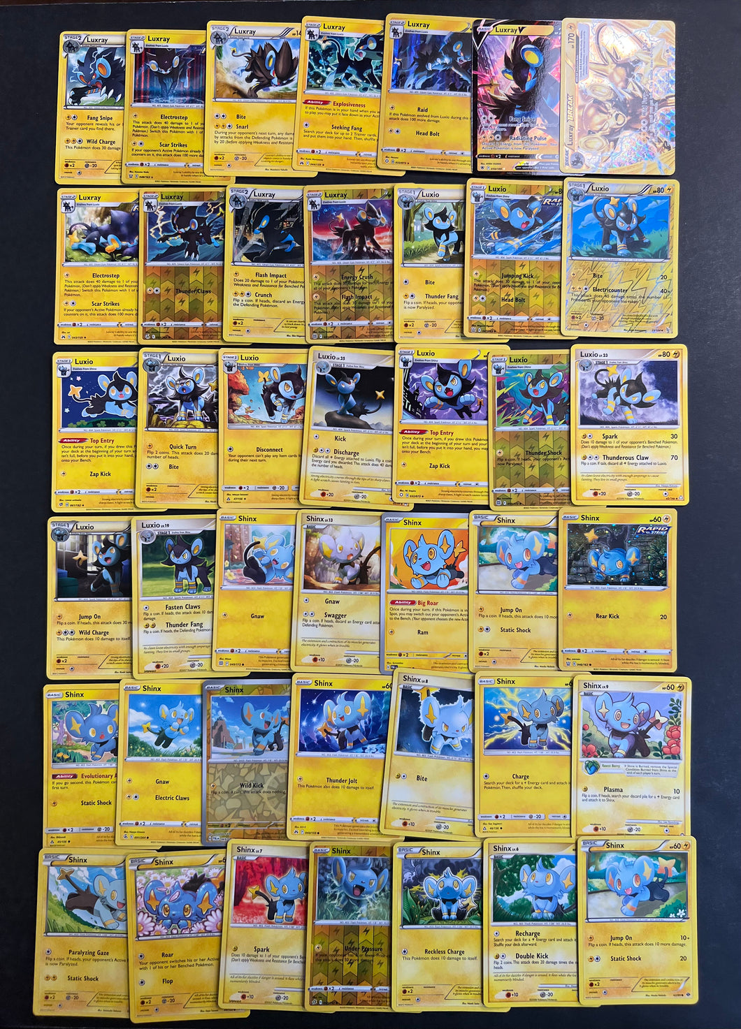 Pokemon Shinx, Luxio and Luxray V - 42 Cards - Ultra Rare V, Holo Rare and Vintage Cards!