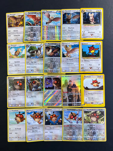 Pokemon Hoothoot and Noctowl Card Lot - 20 Cards - Holo Rare, Reverse Holos and Vintage!