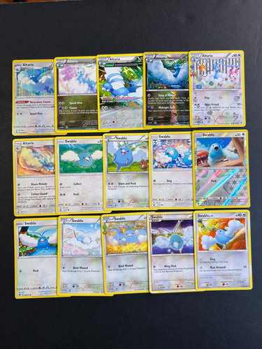 Pokemon Swablu and Altaria Card Lot - 15 Cards - Holo Rare Collection!