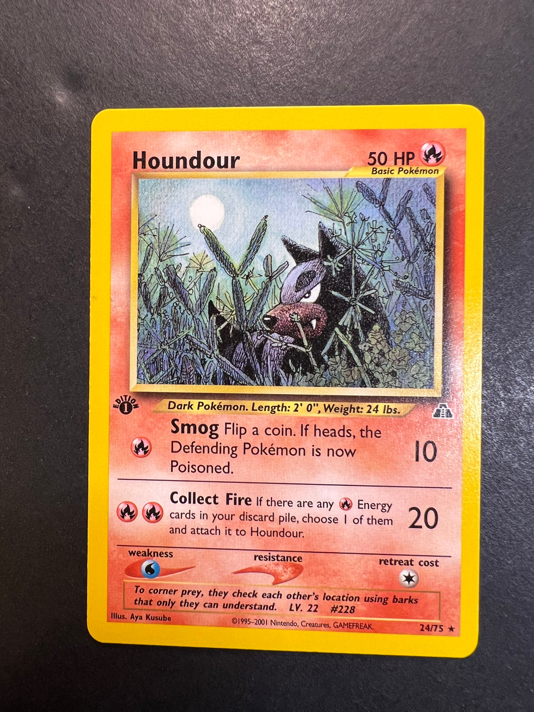 Houndour 1st Edition - 24/75 Non-Holo Rare - Neo Discovery Set