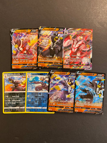 Pokemon Urshifu V Card Lot - 7 Cards - Ultra Rare VMax & Holo Rare Cards!