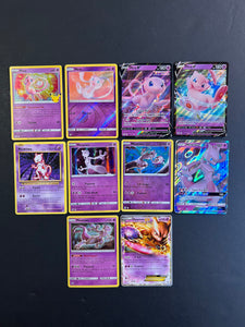 Pokemon Mew and Mewtwo Card Lot - 10 Cards - Ultra Rare V, GX, EX, Holo Rare Collection!