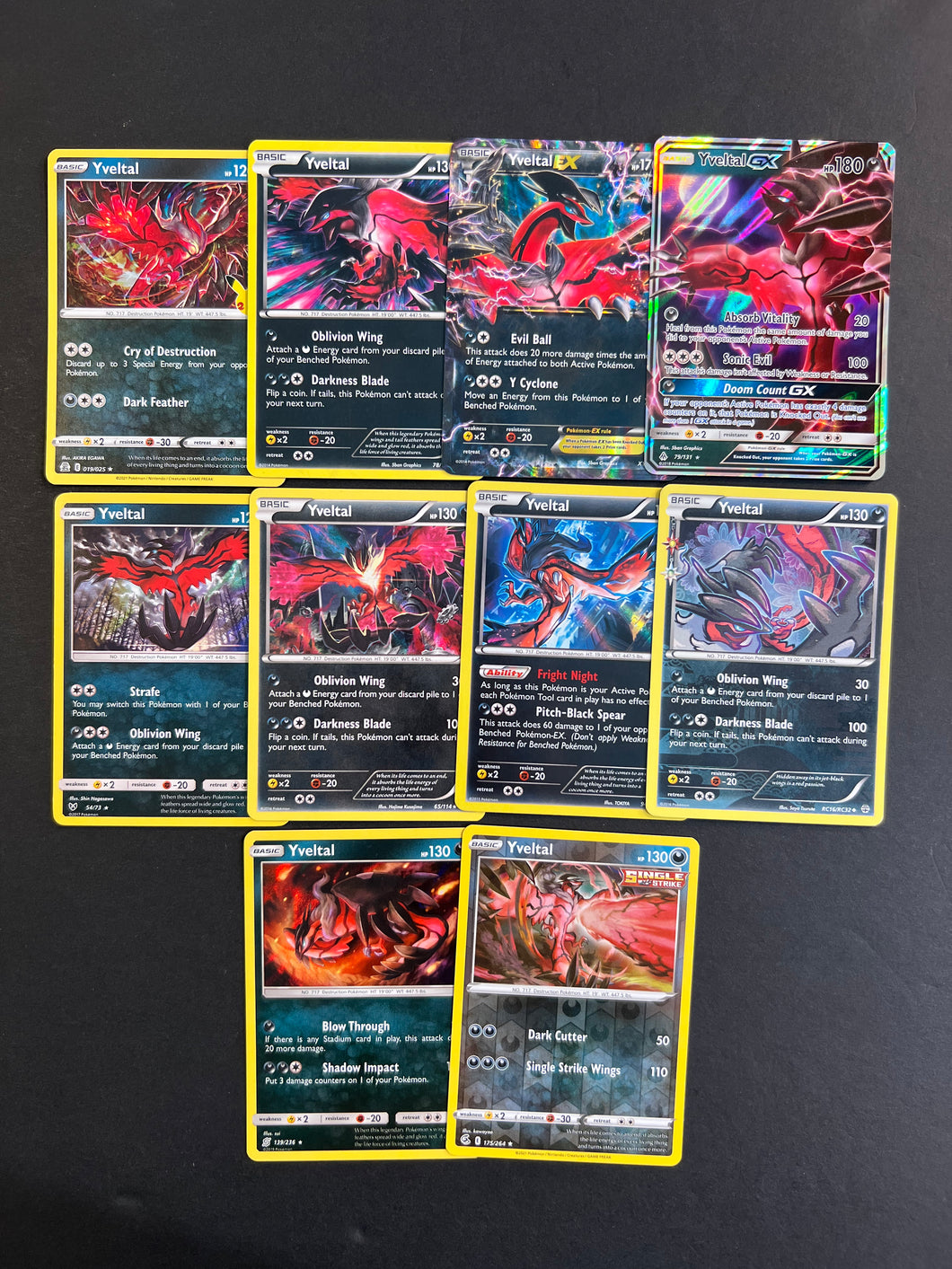 Pokemon Yveltal Card Lot - 10 Cards - Ultra Rare GX, EX, Holo Rare & Reverse Holos!