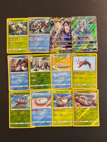 Pokemon Wimpod and Golisopod Card Lot - 12 Cards - Ultra Rare GX, Shiny & Holo Rare Collection!