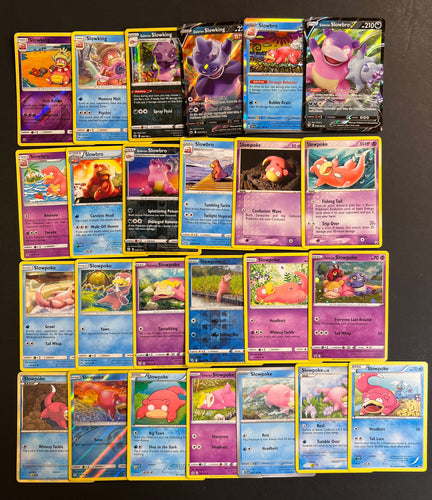 Pokemon Slowpoke, Slowbro & Slowking V Card Lot - 25 Cards - Ultra Rare V, Holo Rare and Vintage Cards!