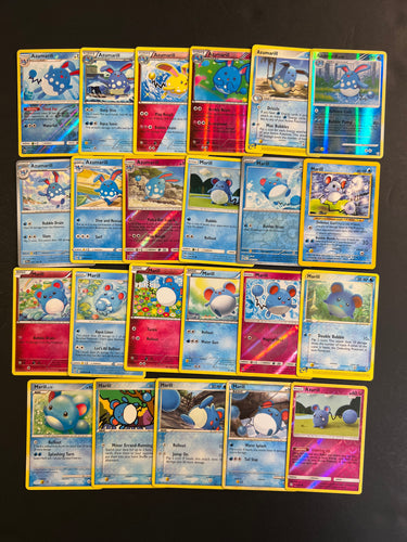 Pokemon Azurill, Marill and Azumarill Card Lot - 23 Cards - Holo Rare and Vintage Collection!
