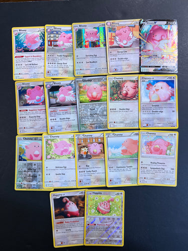 Pokemon Happiny, Chansey and Blissey V Card Lot - 17 Cards - Vintage, Ultra Rare V, Holo Rare!