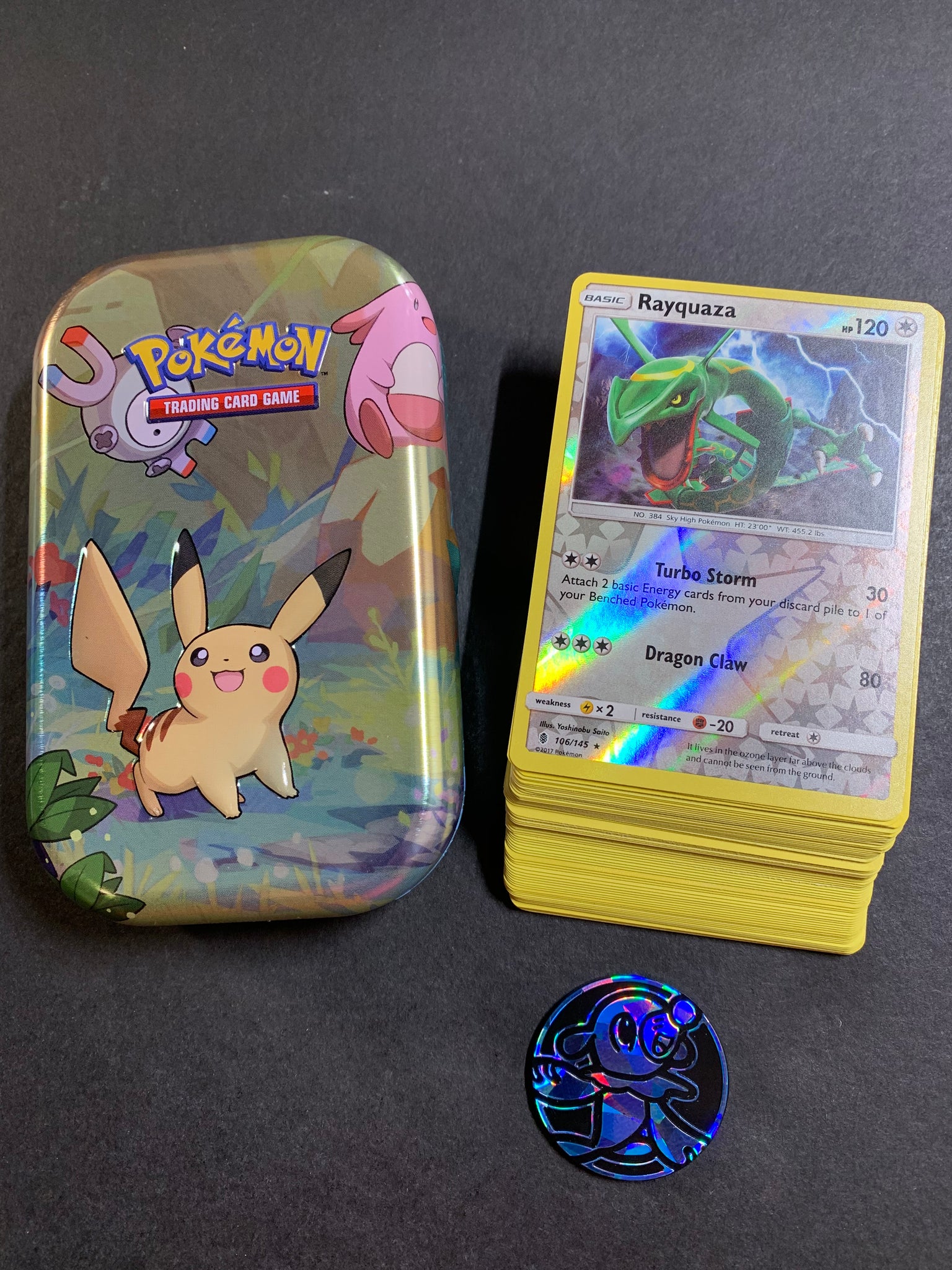 Pokemon Cards with Official Tin & Coin JAB Games13 Pokemon Cards with Official Tin & Coin JAB Games13