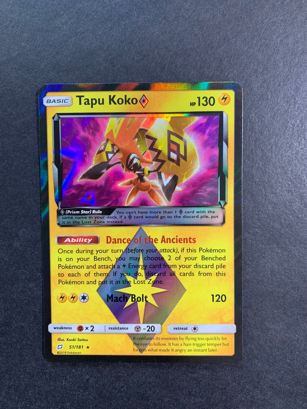 Tapu Koko Prism Star - 51/181 Holo Rare – JAB Games13