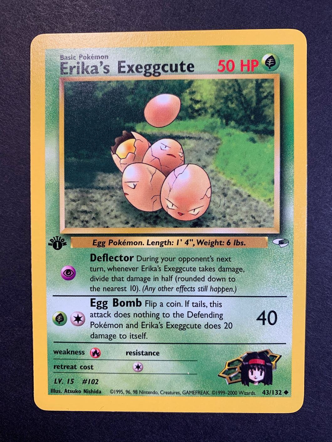 erika's pokemon cards Pokemon Trading Card Game Gym Heroes Uncommon Erika's Exeggcute #43