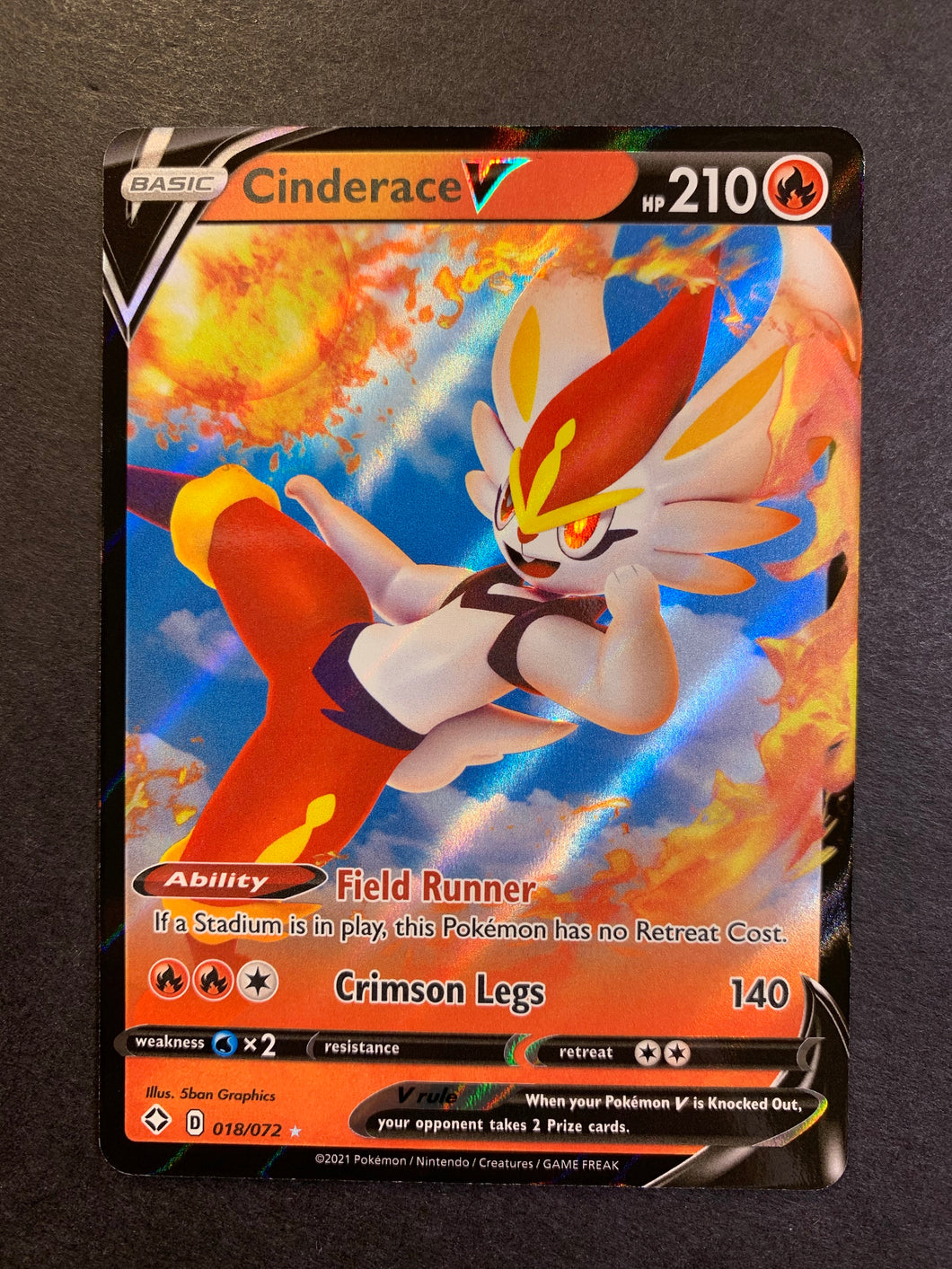 shiny cinderace pokemon card Cinderace V - 018/072 Ultra Rare