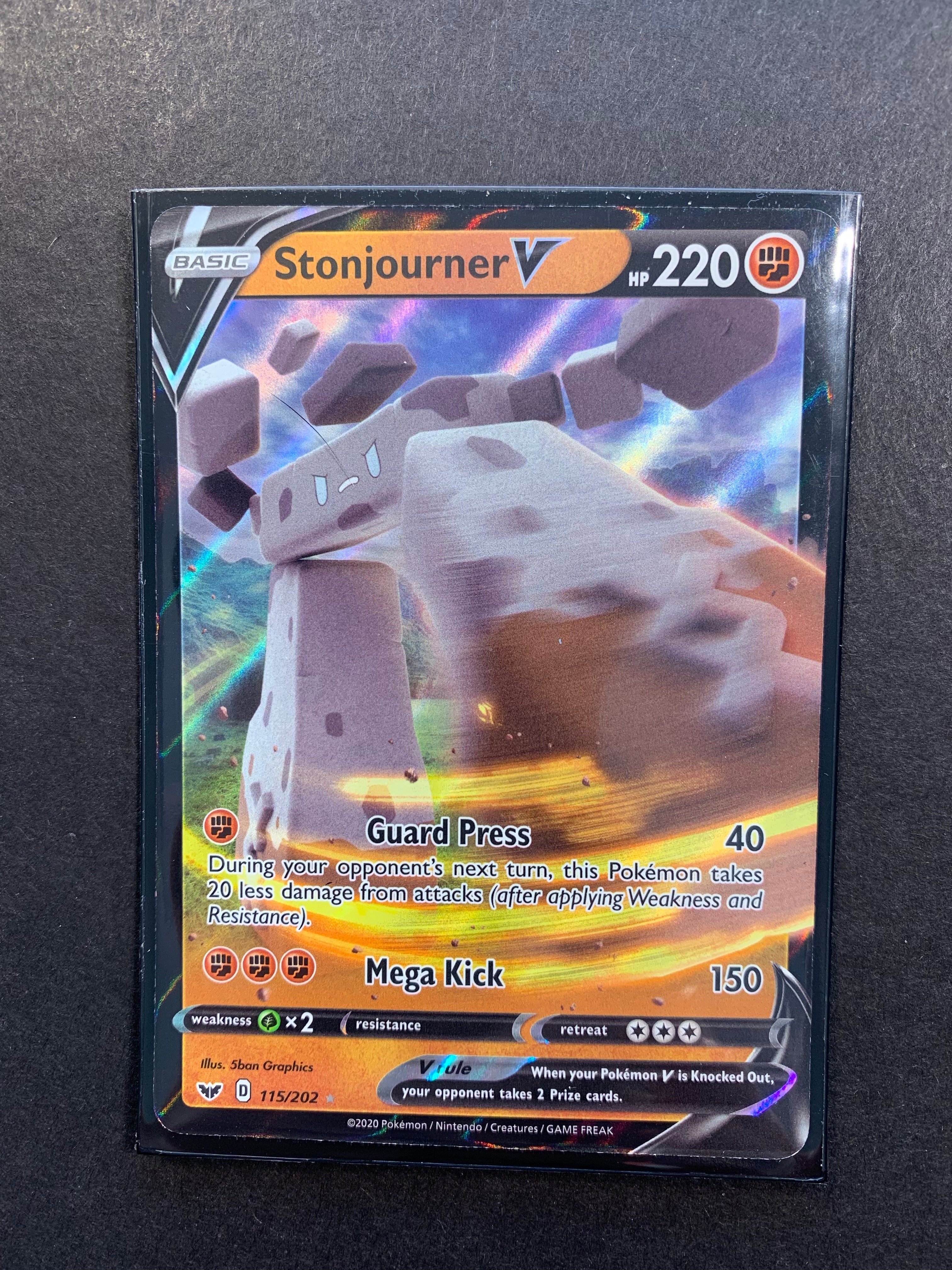 Pokemon Sword and Shield Ultra Rare Holo Stonjourner V #115