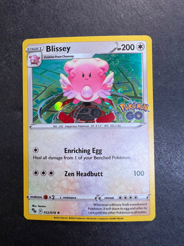 Blissey - 052/078 Cosmos Holo Rare Promo - Pokemon Go Set