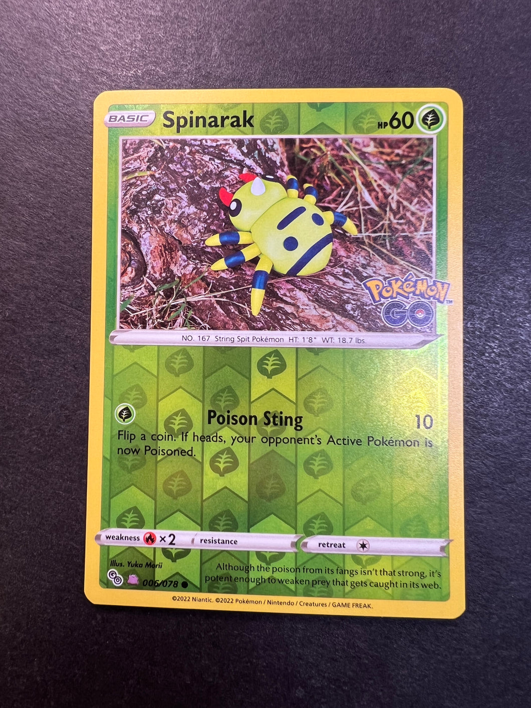 Spinarak “Ditto” Card - 006/078 Reverse Holo - Pokemon Go Set