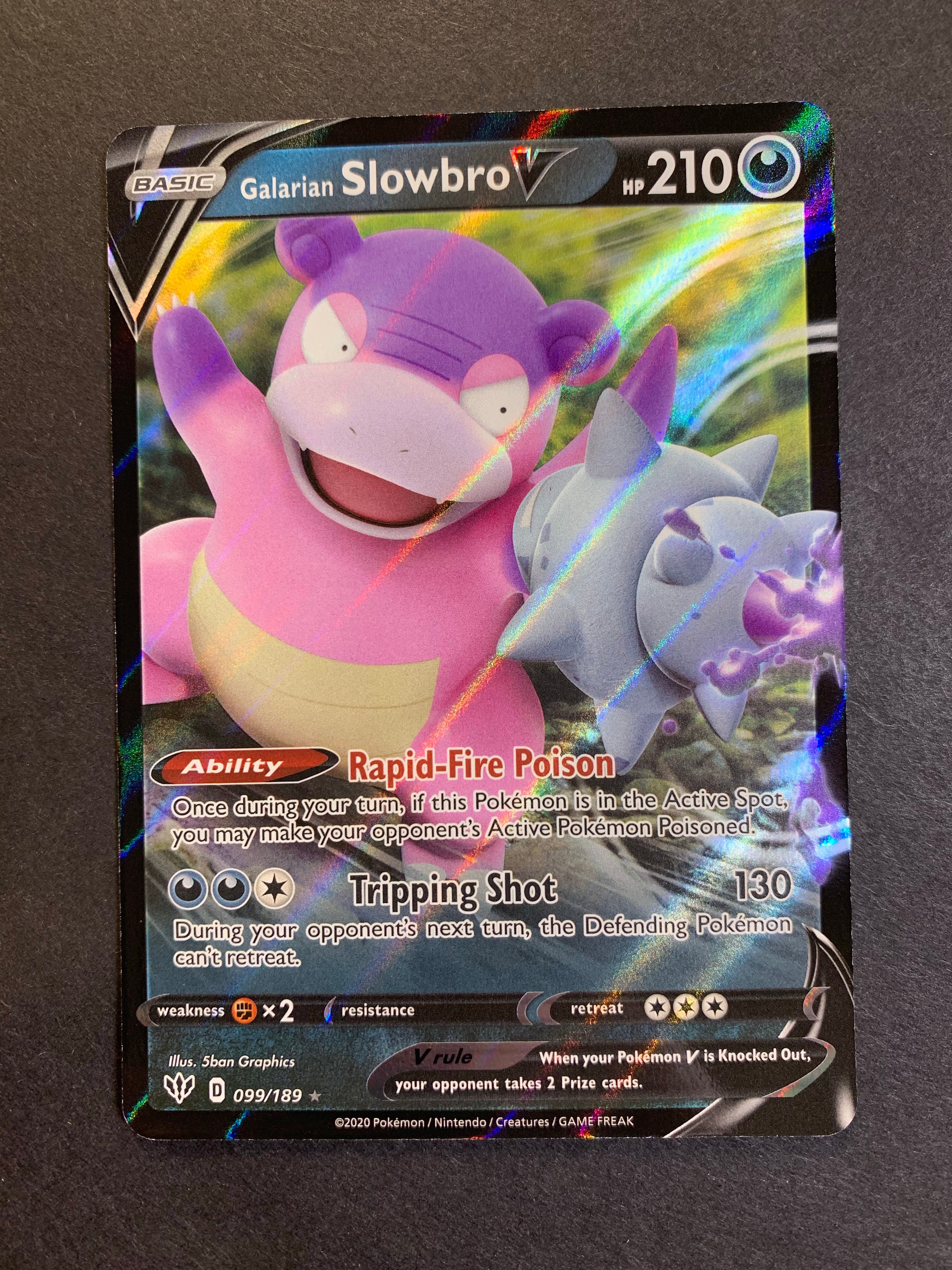 Pokemon Darkness Ablaze Ultra Rare Holo Galarian Slowbro V #99