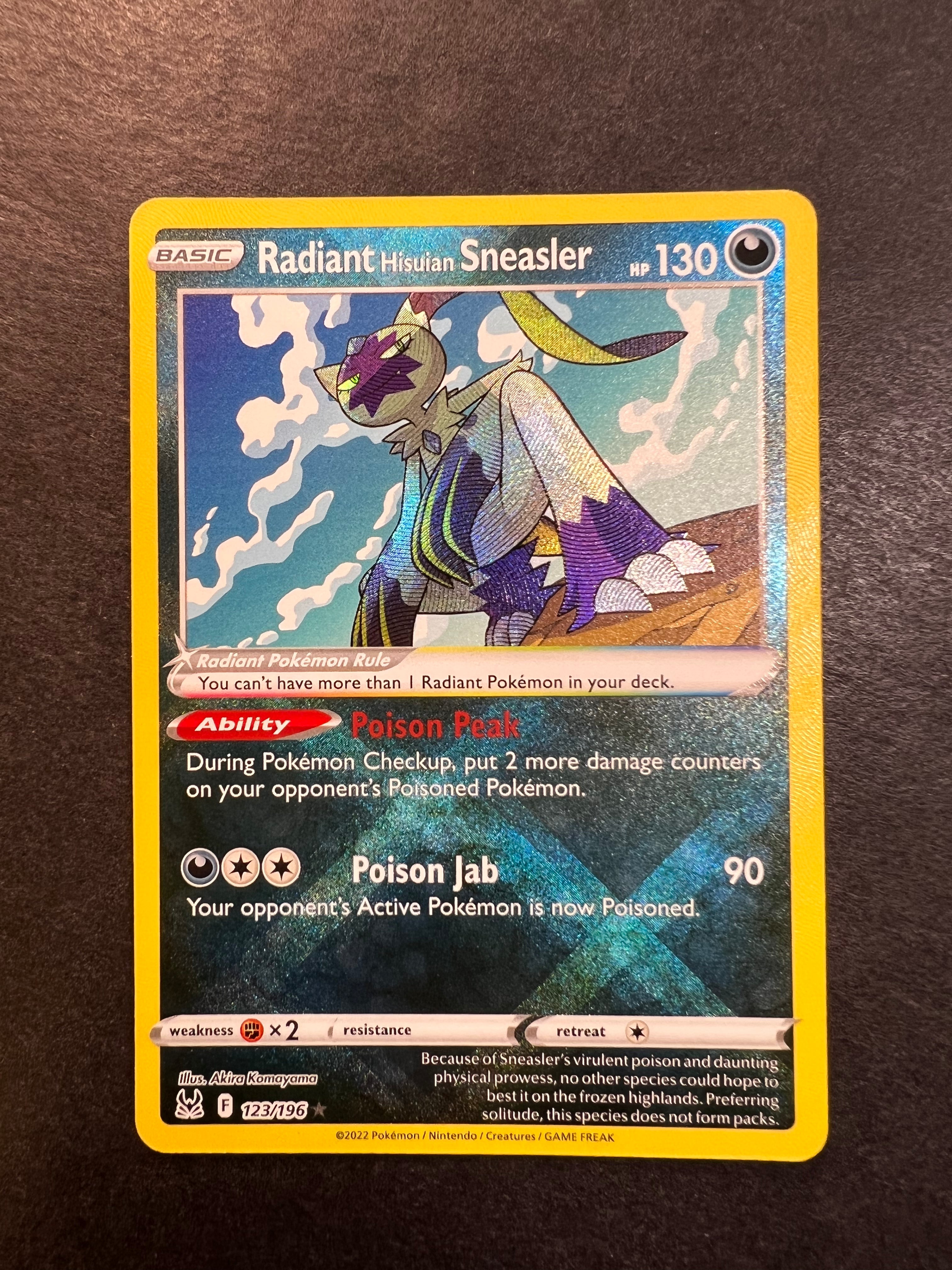 Radiant Hisuian Sneasler 123/196 - SWSH11 Lost Origin Holofoil Lightly Played Radiant Hisuian Sneasler 123/196 - SWSH11 Lost Origin Holofoil Lightly Played