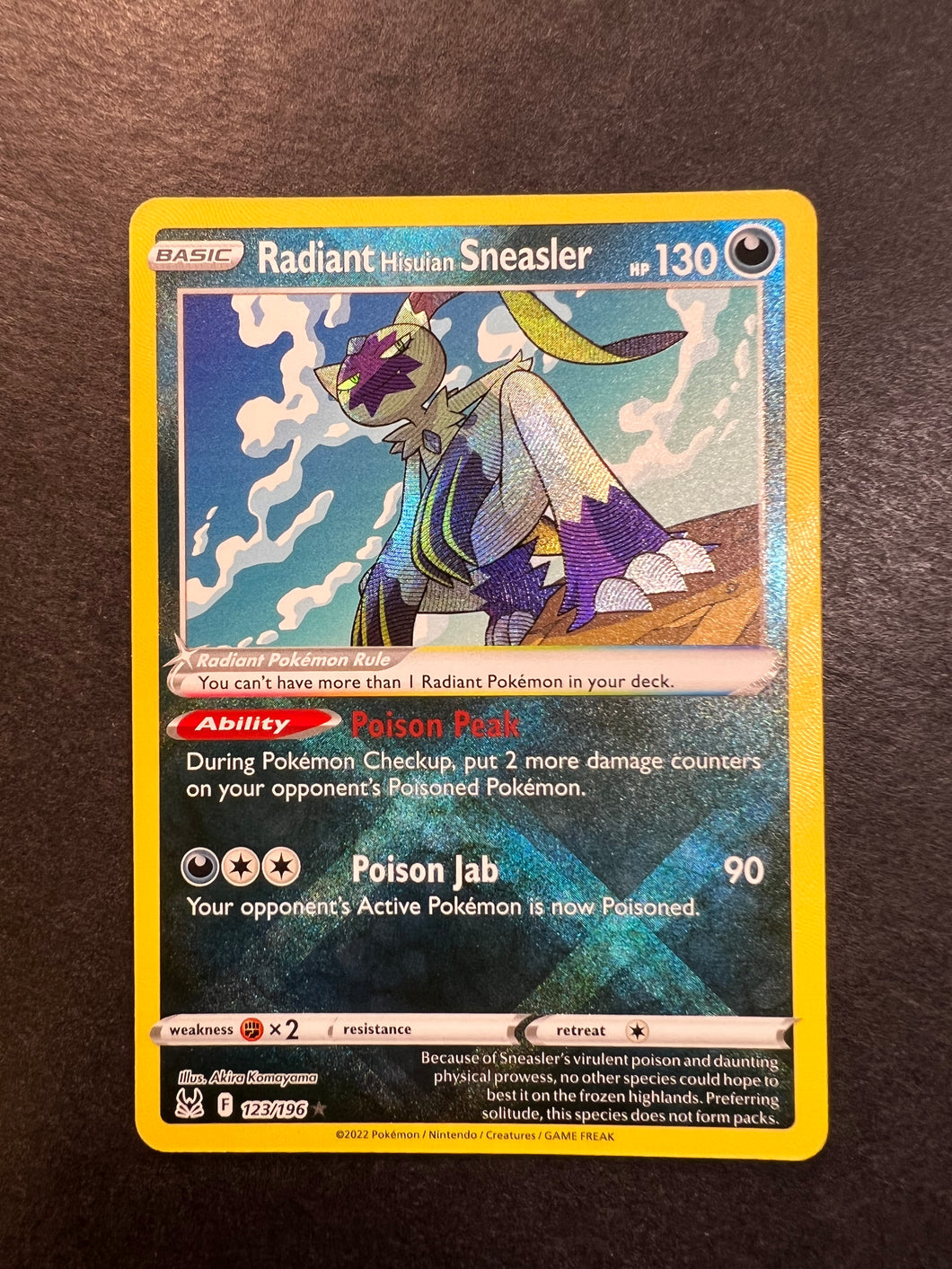 sneasler pokemon card Radiant Hisuian Sneasler 123/196