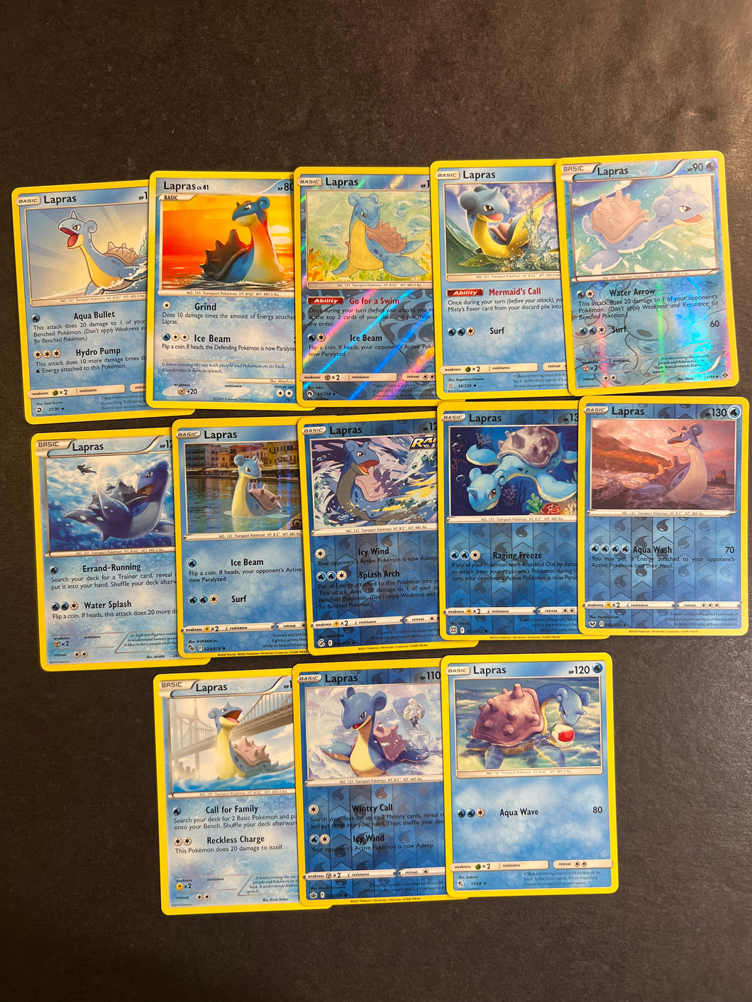 Pokemon Lapras Card Lot - 13 Cards - Rare & Reverse Holo Cards!