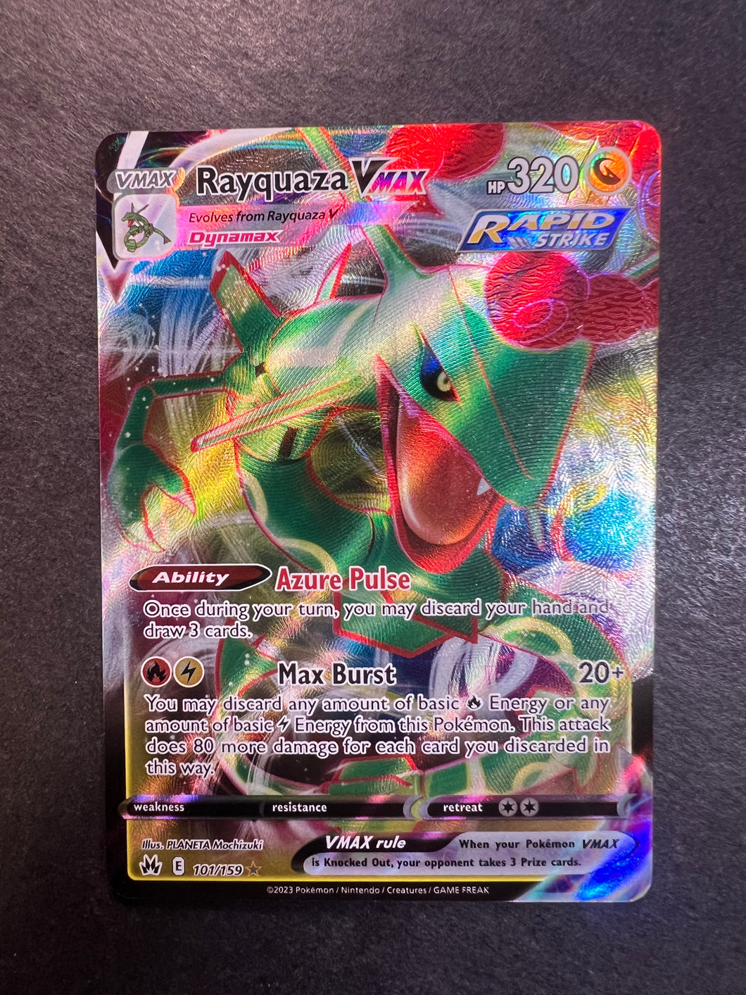 pokemon card rayquaza vmax rapid strike Rayquaza VMax - 101/159 Full Art Ultra Rare