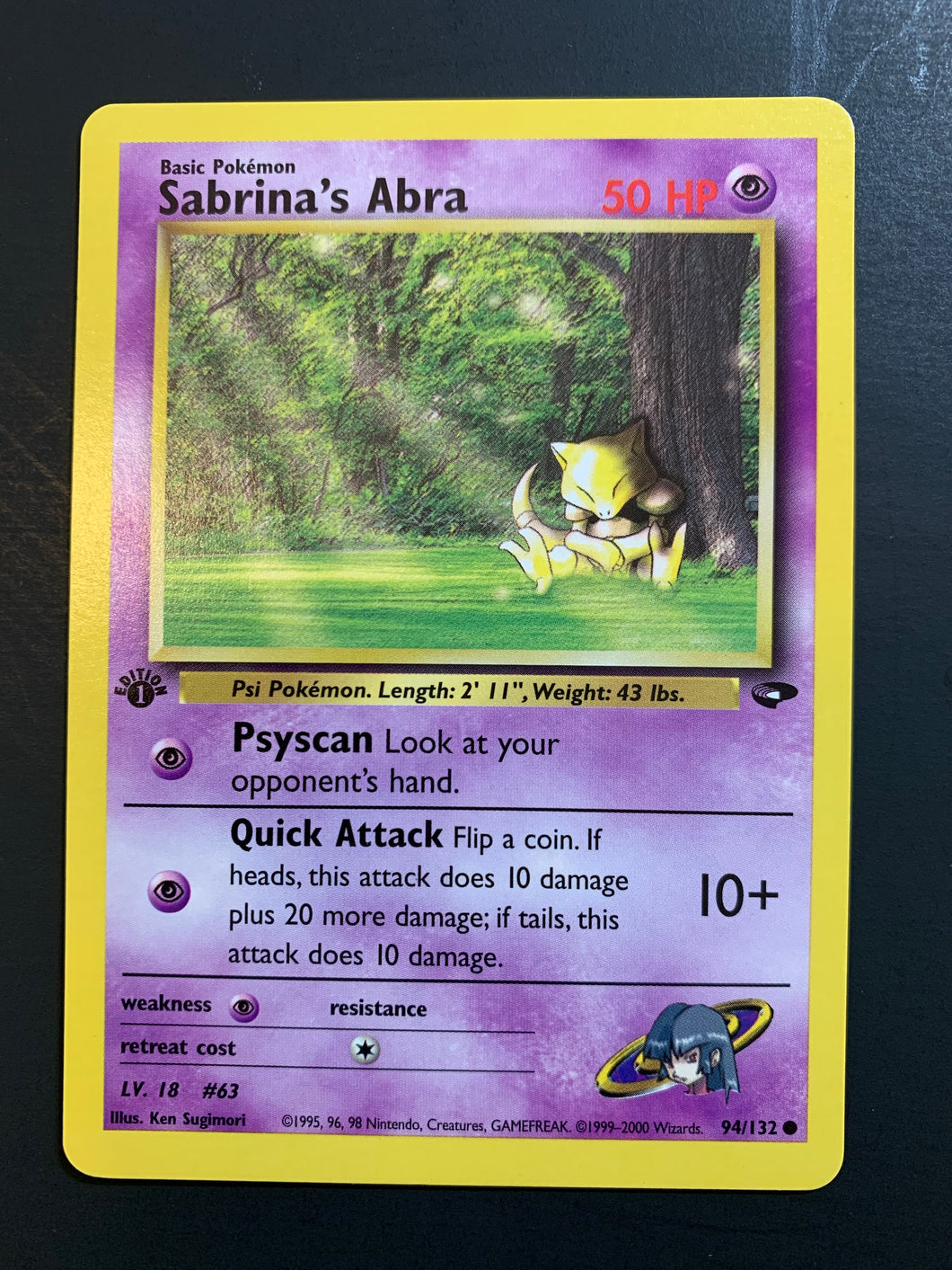 1995 sabrina's abra pokemon card value Pokemon Gym Challenge Common Sabrina's Abra #94