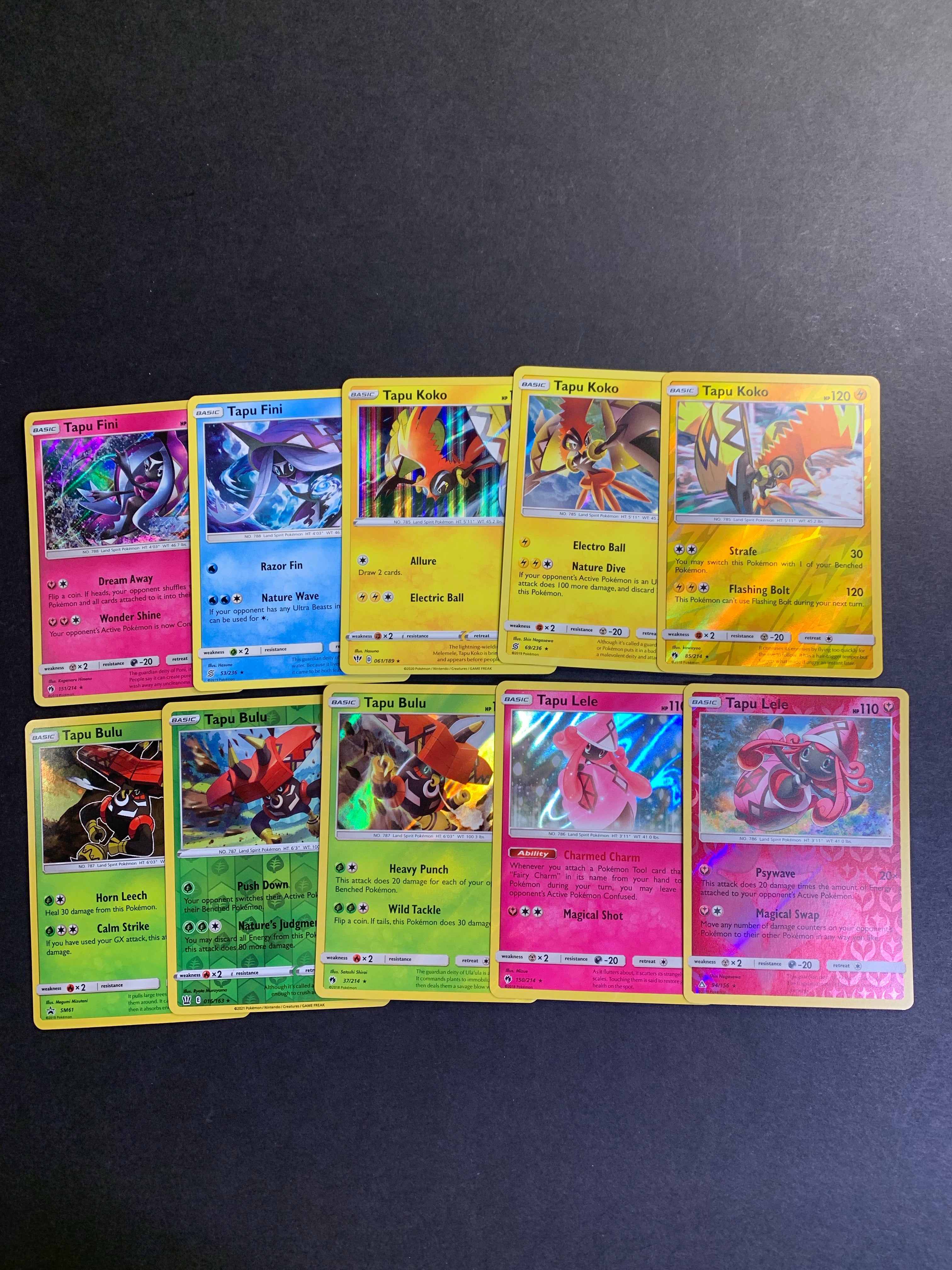 Pokemon Tapu Card Lot - 10 Different Cards
