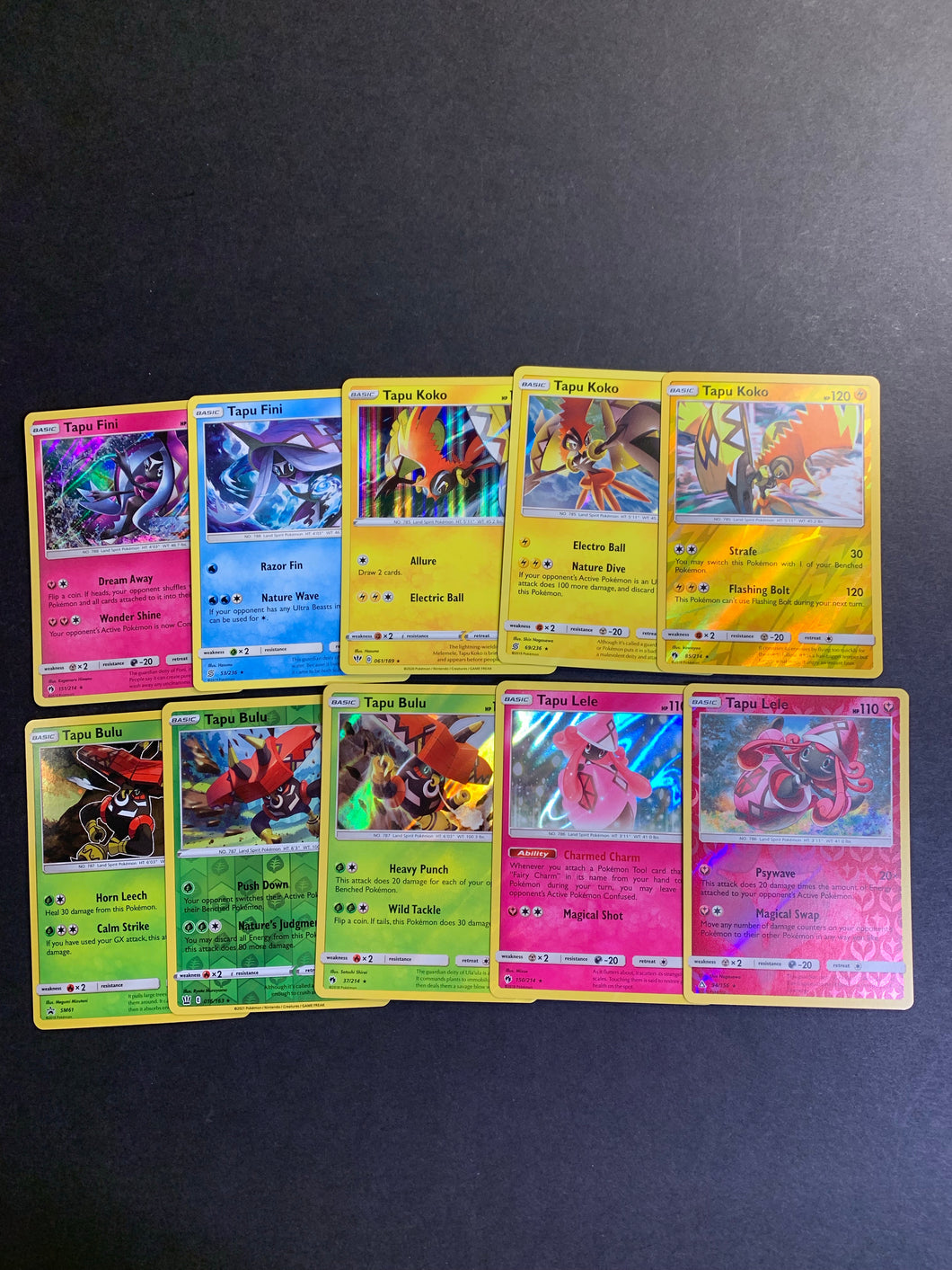 Pokemon Tapu Card Lot - 10 Different Cards - Holo Rare, Reverse & Promo