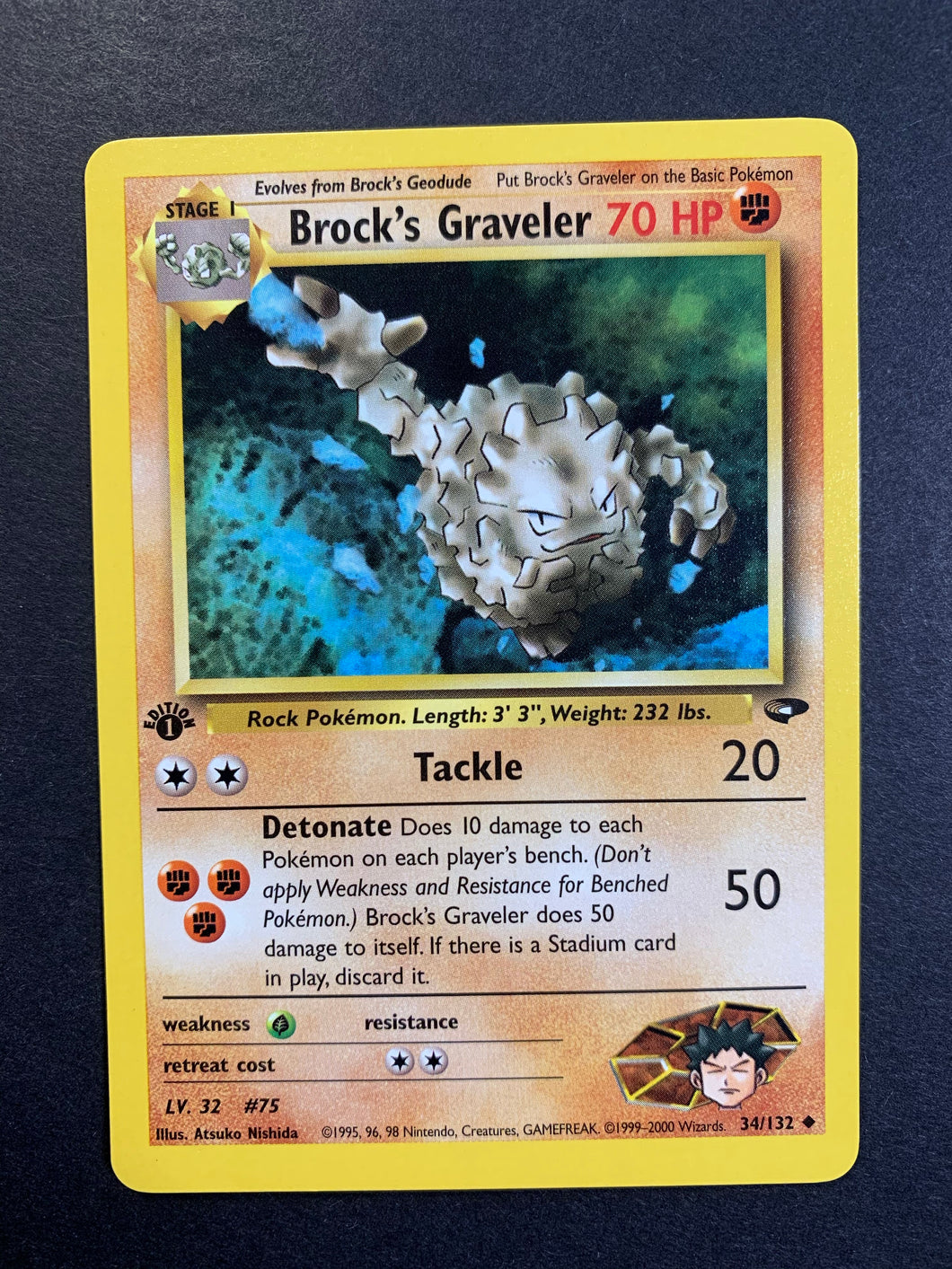 pokemon graveler card Pokemon Gym Challenge Uncommon Brock's Graveler #34