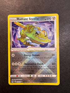 pokemon card 124 196 Pokmon Steelix Radiante 124/196 - Origem Perdida placed immediately into protective sleeves Radiant Steelix 124/196 GEM MINT