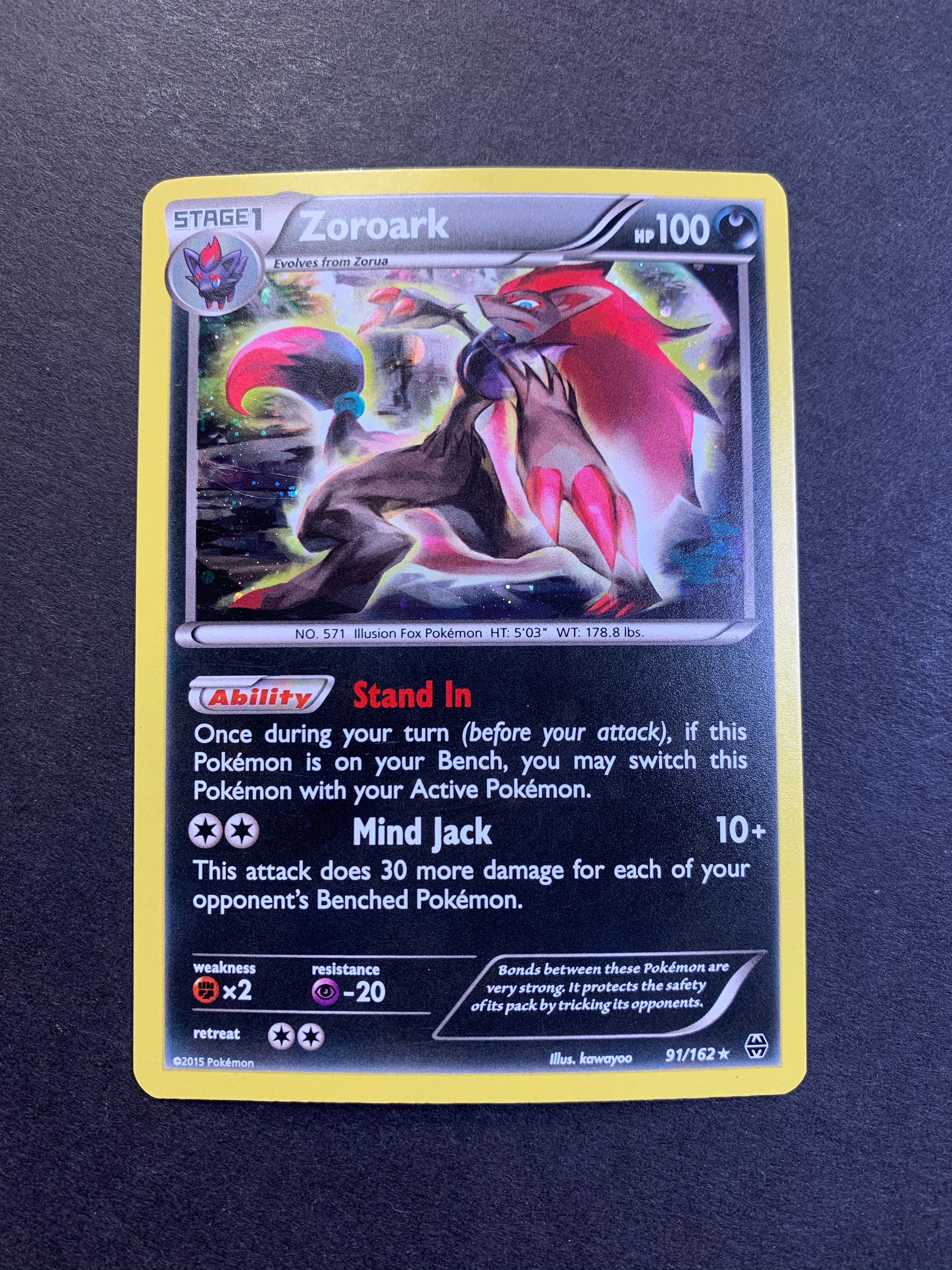 Pokemon X & Y BREAKthrough Rare Holo Zoroark #91