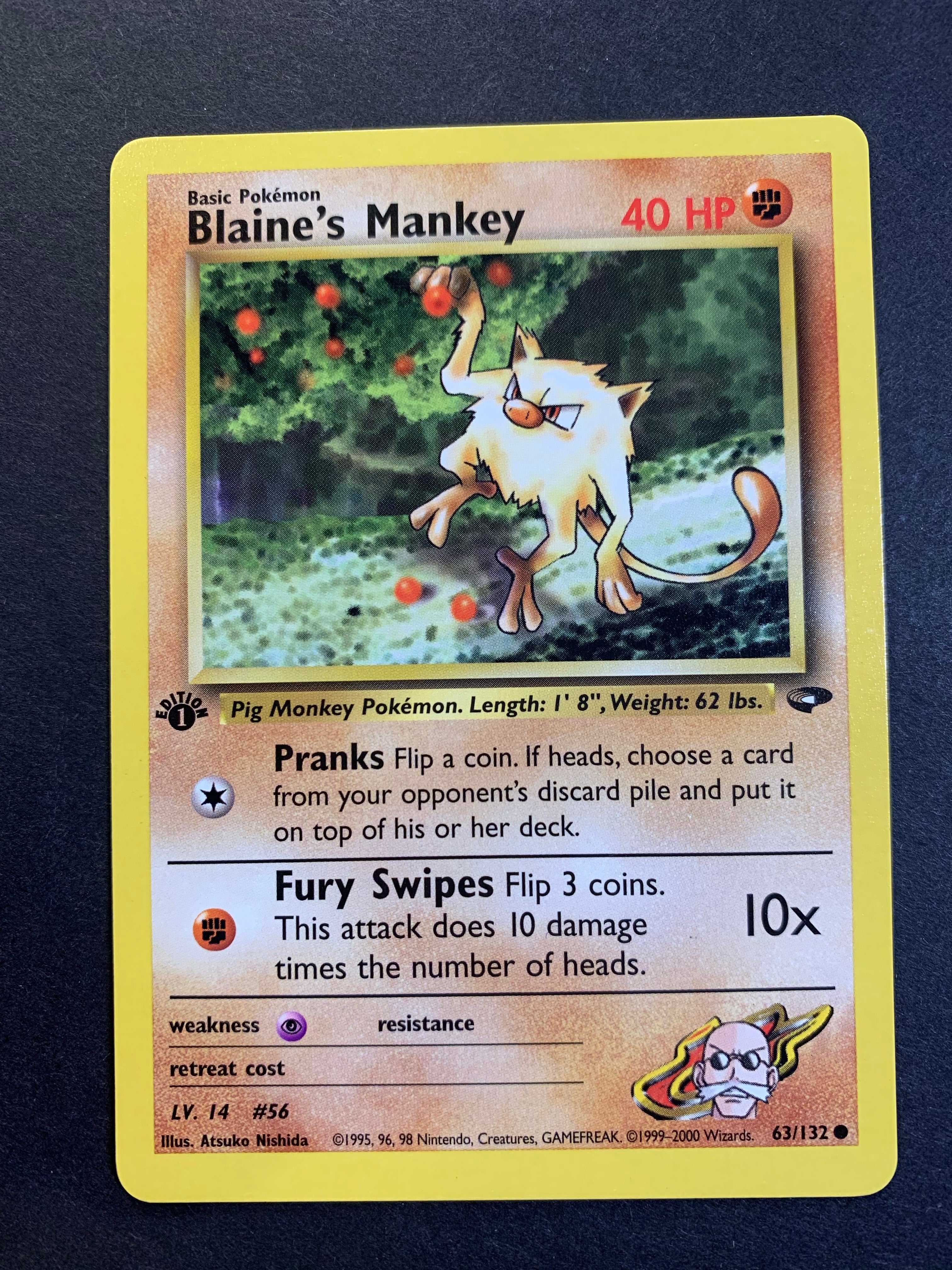 Blaine's Mankey 1st Edition - 63/132 Gym Challenge JAB Games13 Blaine's Mankey 1st Edition - 63/132 Gym Challenge JAB Games13