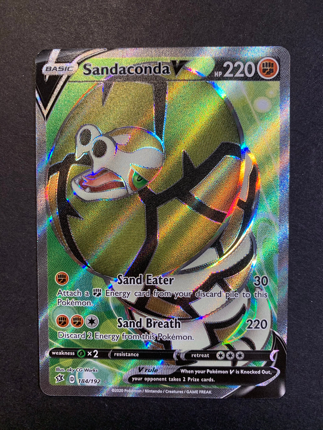 Pokemon Sword and Shield Rebel Clash Ultra Rare Sandaconda V #184 Pokemon Sword and Shield Rebel Clash Ultra Rare Sandaconda V #184