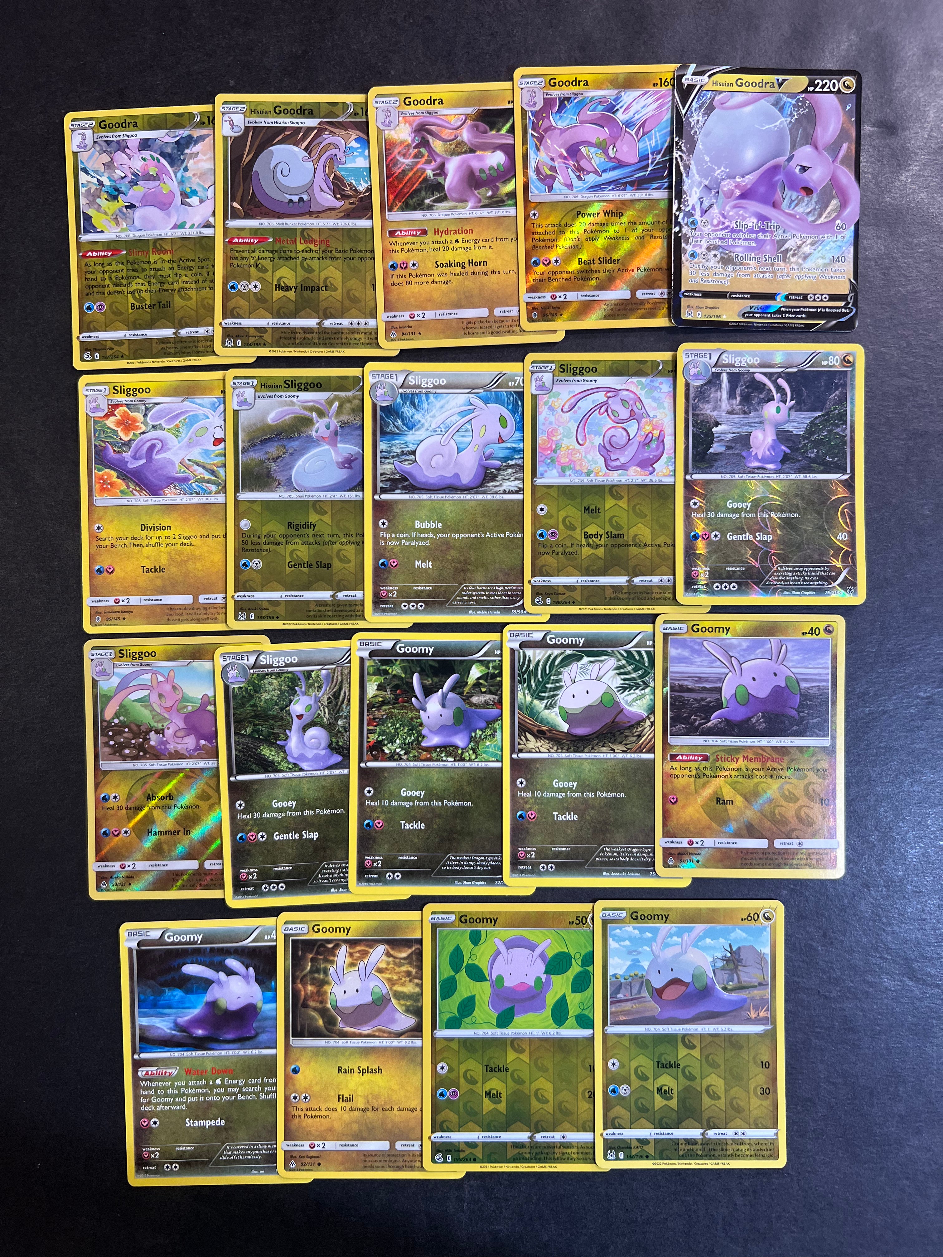 Pokemon Goomy, Sliggoo and Goodra V Card Lot - 19 Cards - Holo Rare an JAB Games13 Pokemon Goomy, Sliggoo and Goodra V Card Lot - 19 Cards - Holo Rare an JAB Games13