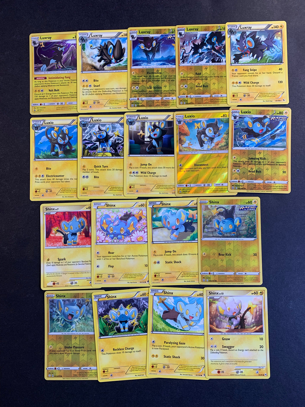 Pokemon Shinx, Luxio and Luxray Card Lot - 18 Cards - Holo Rare Collec JAB Games13 Pokemon Shinx, Luxio and Luxray Card Lot - 18 Cards - Holo Rare Collec JAB Games13