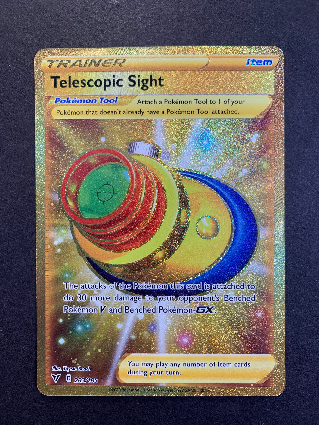 Telescopic Sight - 203/185 Gold Full Art Secret Rare Trainer - Vivid V JAB Games13 Telescopic Sight - 203/185 Gold Full Art Secret Rare Trainer - Vivid V JAB Games13