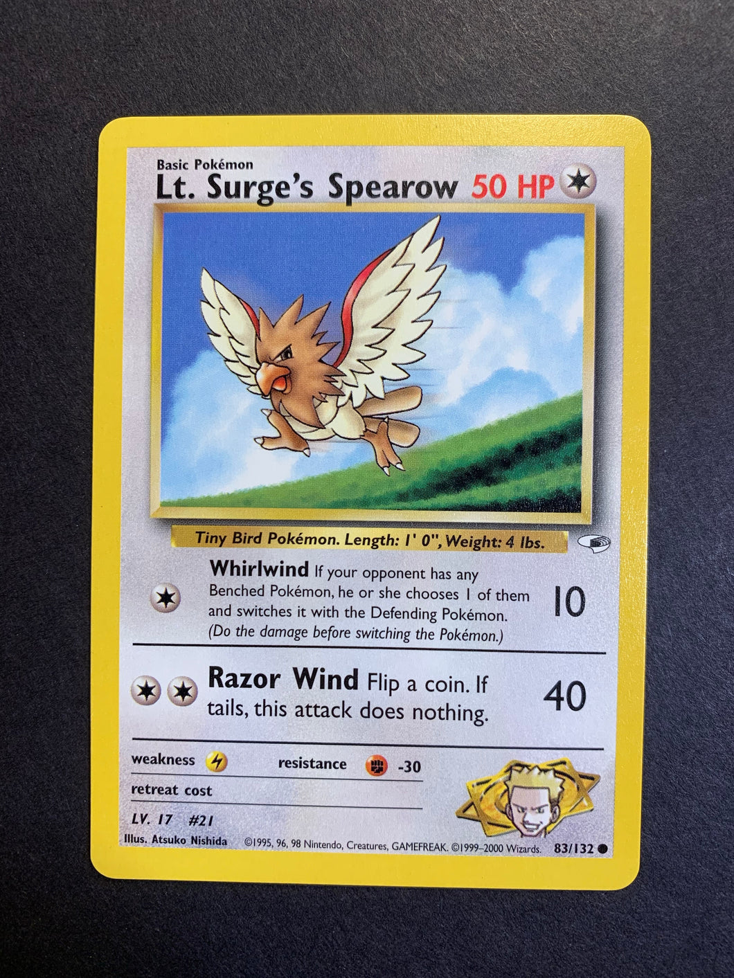 1995 spearow pokemon card Lt. Surge's Spearow