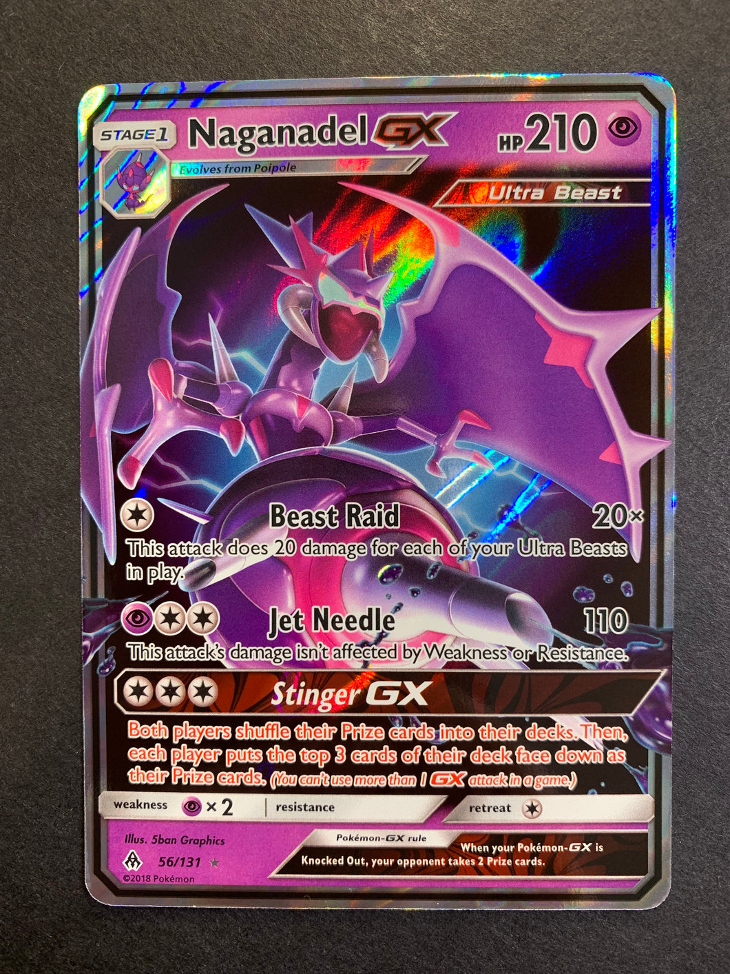 Naganadel GX 56/131 - SM Forbidden Light Holofoil Near Mint Naganadel GX 56/131 - SM Forbidden Light Holofoil Near Mint