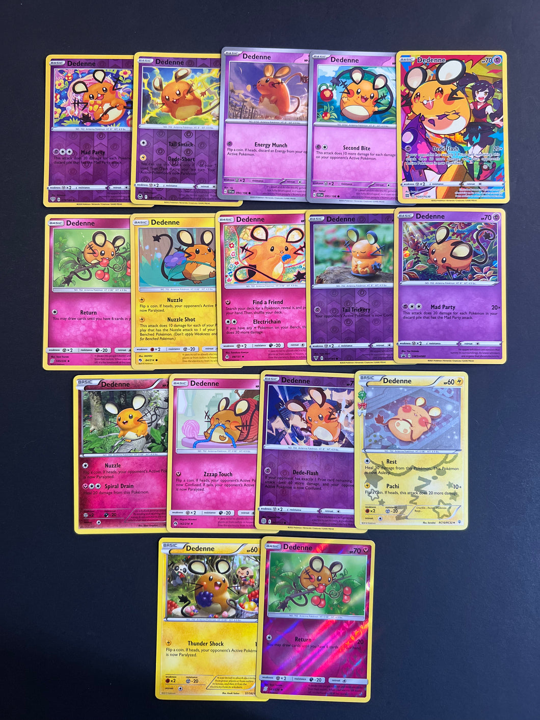Pokemon Dedenne Card Lot - 16 Cards - Ultra Rare, Holo & Reverse Holos!
