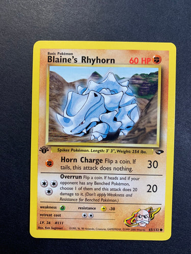 Blaine’s Rhyhorn 1st Edition - 65/132 Gym Challenge