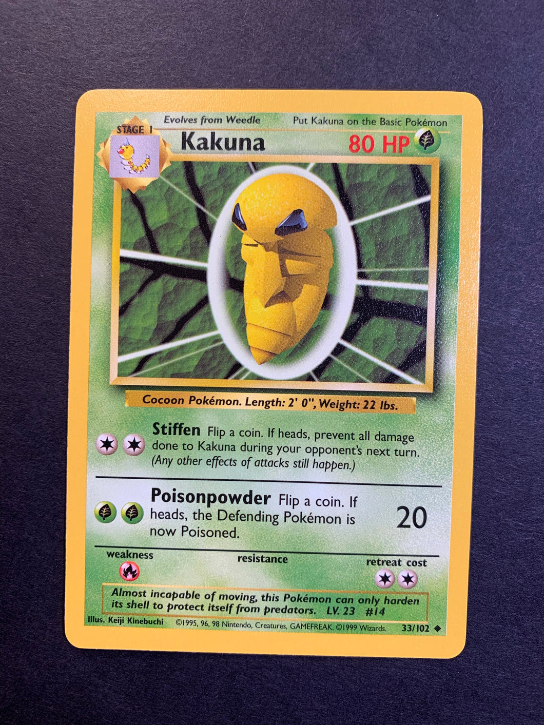 Pokemon - Kakuna - 33/102 - Uncommon - Unlimited Edition - Base Set Pokemon - Kakuna - 33/102 - Uncommon - Unlimited Edition - Base Set